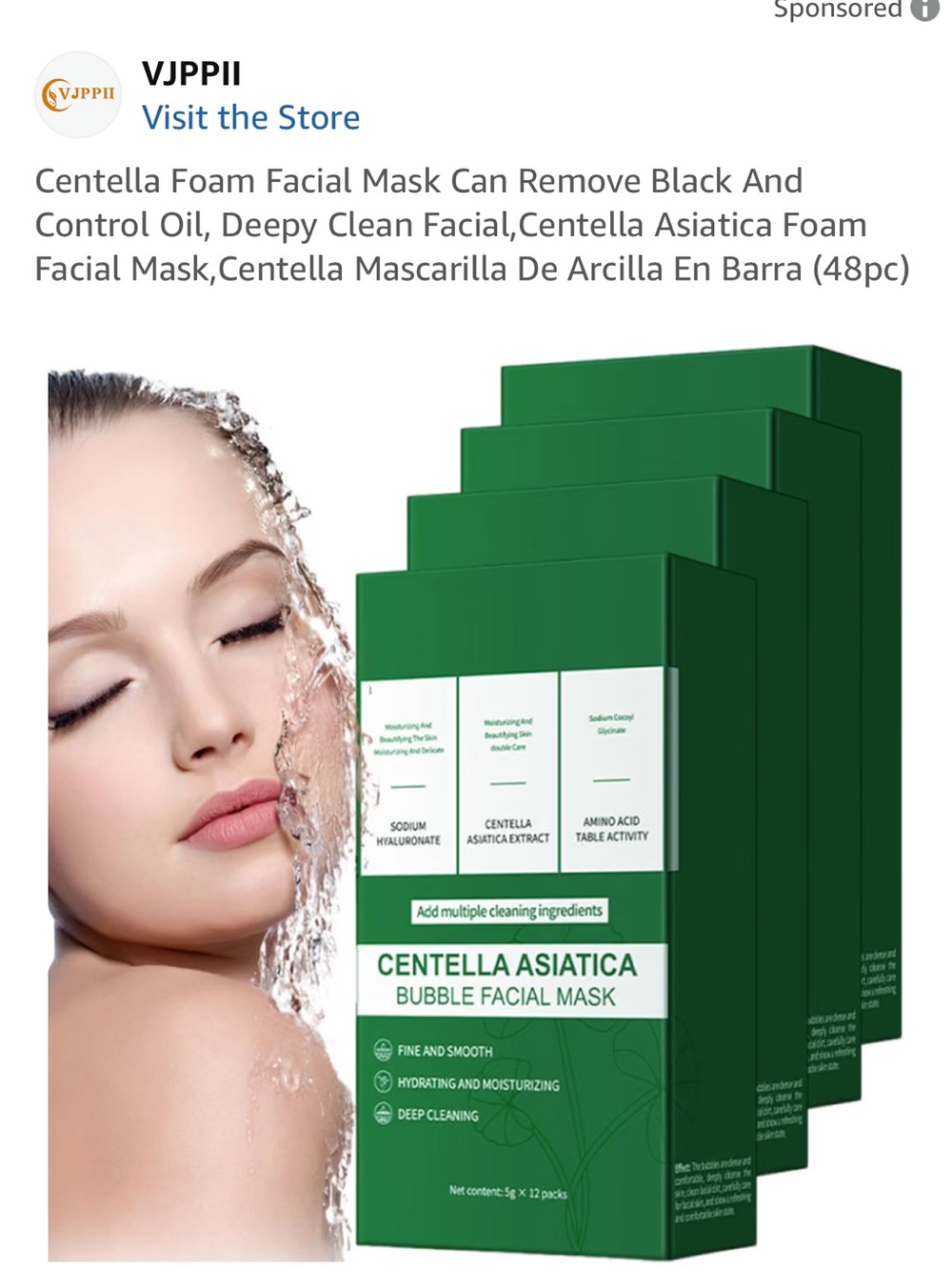 Centella Asiatica Bubble Facial Mask - Green -